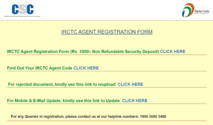 CSC IRCTC Agent Registration