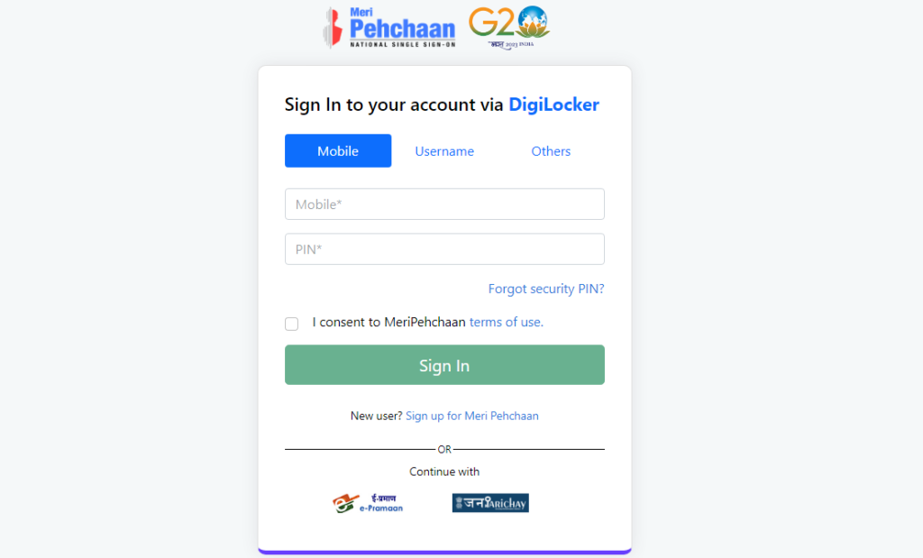 Meri Pehchan Portal Registration